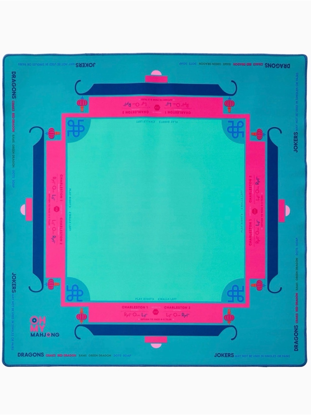 RETIRED Oh My Mahjong Shangri-la Mat in Teal & Hot Pink